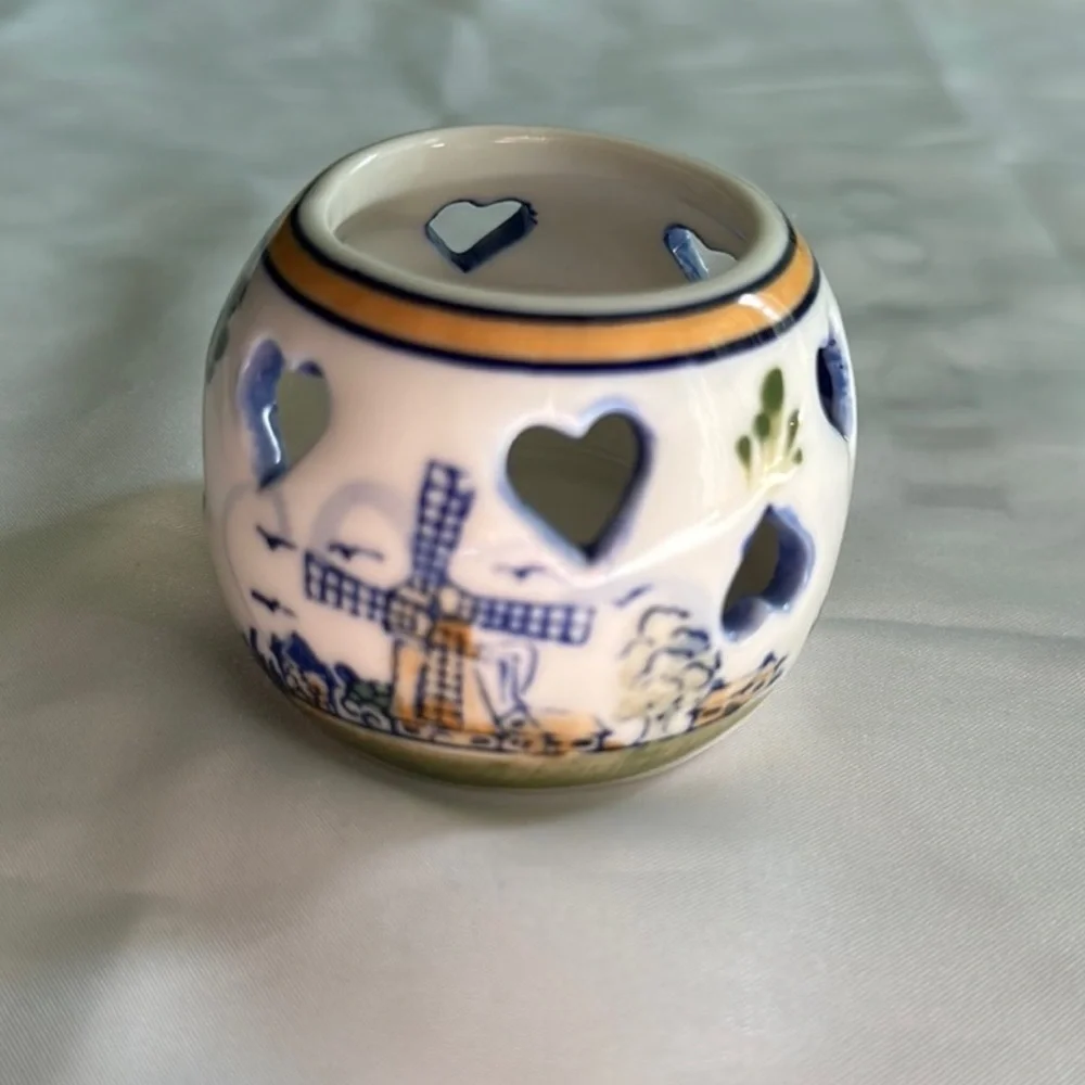 From Holland: Delft Blue Windmill Tea Candle Holder